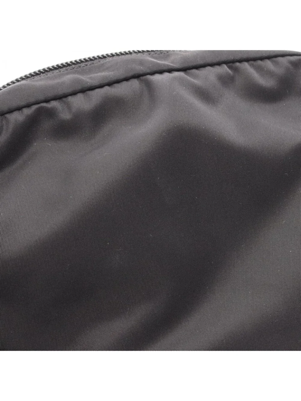 Prada Pouch Black Nylon Saffiano Leather Metal Applique